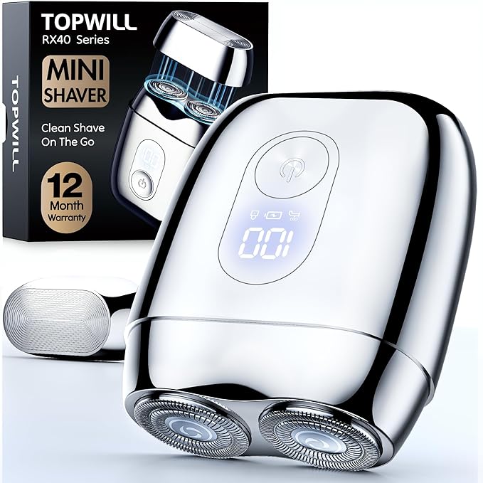 All-Metal Mini Electric Shaver for Men – Portable Travel Razor by TOPWILL