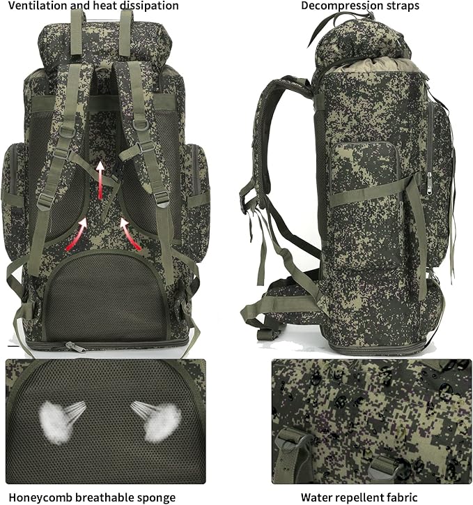 Hiking Backpack for Men 70L/100L Camping Backpack Military Rucksack Molle 3 - Image 3