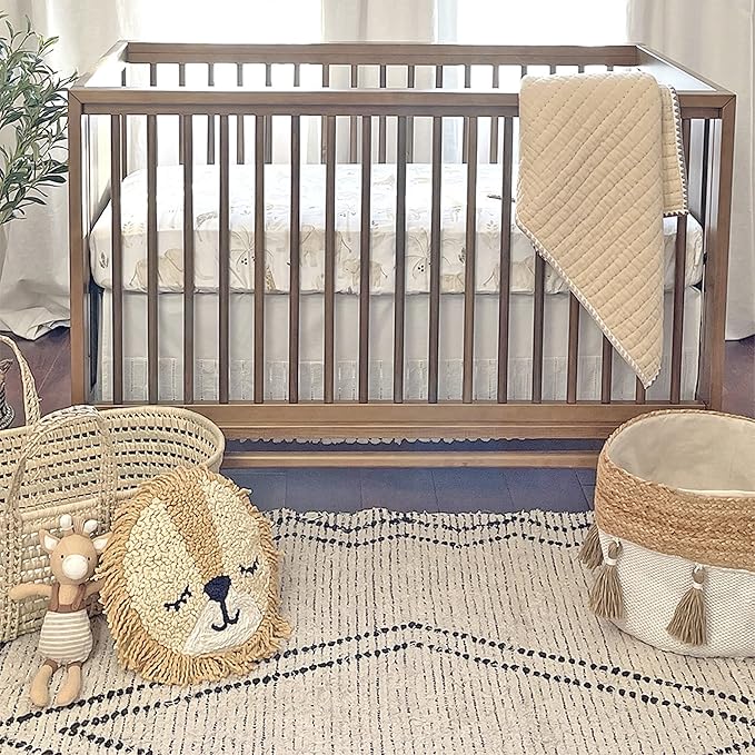 Crane Baby Safari Nursery Decor Crib Sheet, 100% Cotton Fitted Sheet - Image 5