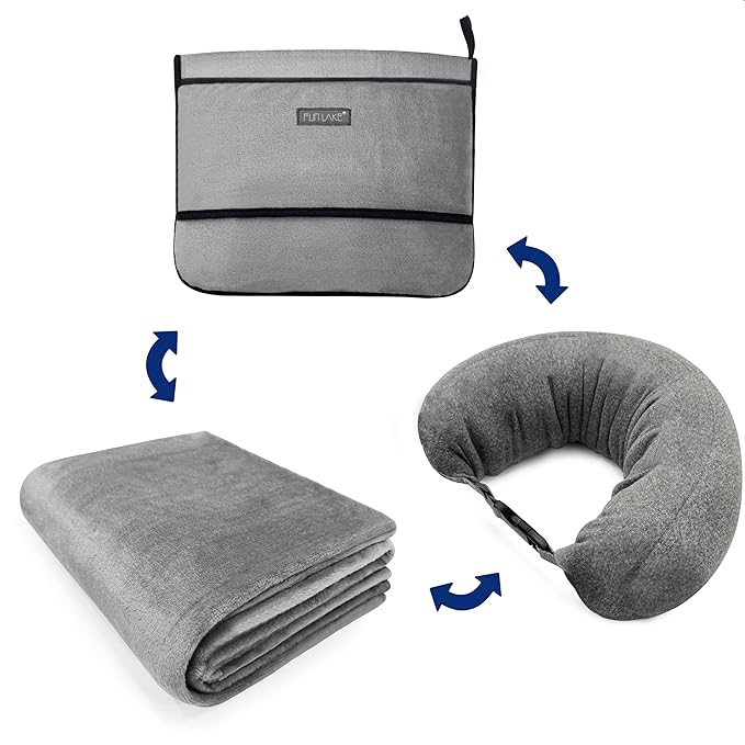 3-in-1 Travel Pillow Blanket Set by FunLake