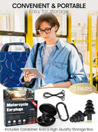 Motorcycle Ear Plugs, 2 Pairs Reusable Silicone, 26dB Wind Noise Reduction & - Image 6