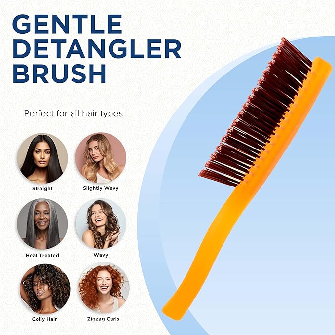 Giorgio GION2O Neon Orange 6.25 inch Gentle Touch Detangler Hair Brush for Men and Women. Soft Bristles for Sensitive Scalp. Wet and Dry for all Hair Types. Scalp Massager Brush Stimulate Hair Growth
