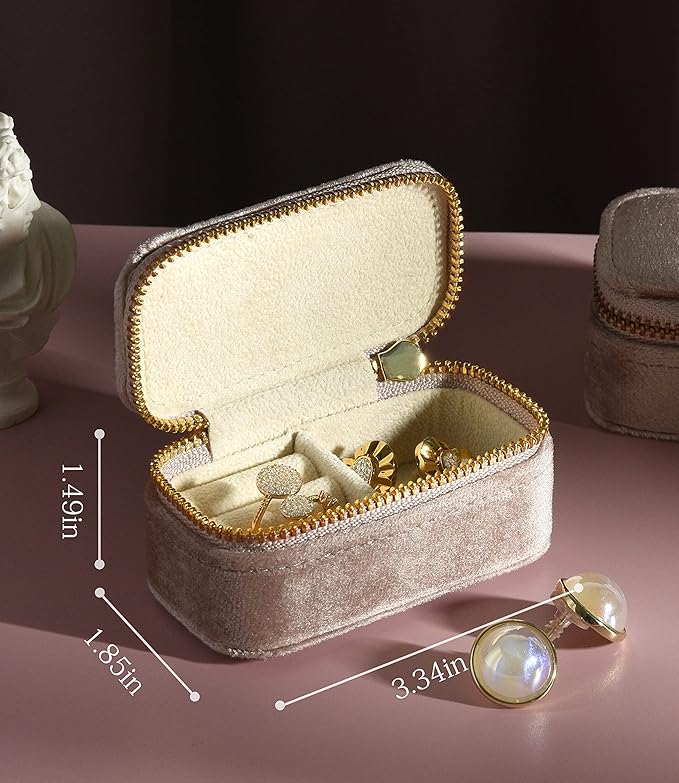 TAIMY Mini Jewelry Travel Case, Velvet Small Travel Jewelry Box, Portable - Image 2