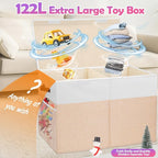 Large Toy Storage Box with Lid, Collapsible Sturdy Toys Storage Organizer Chest - Image 2