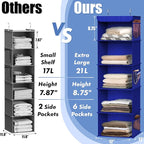 Simple Houseware 5 Shelf Hanging Closet Organizer, Dark Blue - Image 4