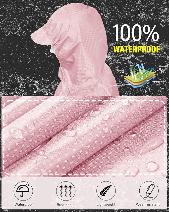 iCreek Hooded Rain Poncho with Pocket Waterproof Lightweight Unisex Raincoat - Image 2