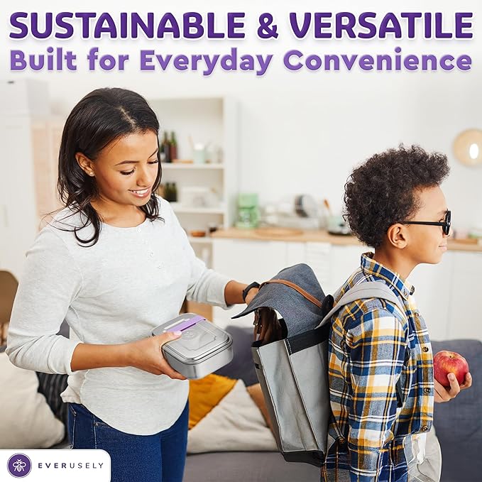 Everusely - Bento Box - Lavender, 47oz / 1.4 L - Stainless Steel Lunch Box - 3 - Image 3