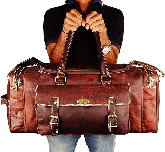 Men’s Gym Sports Overnight Weekender Bag Leather Travel Bags - Image 5