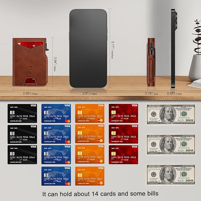 Wallet for Men Wallet with Slim Pop Up Card Holder 9-13 Cards, Bifold - Image 7
