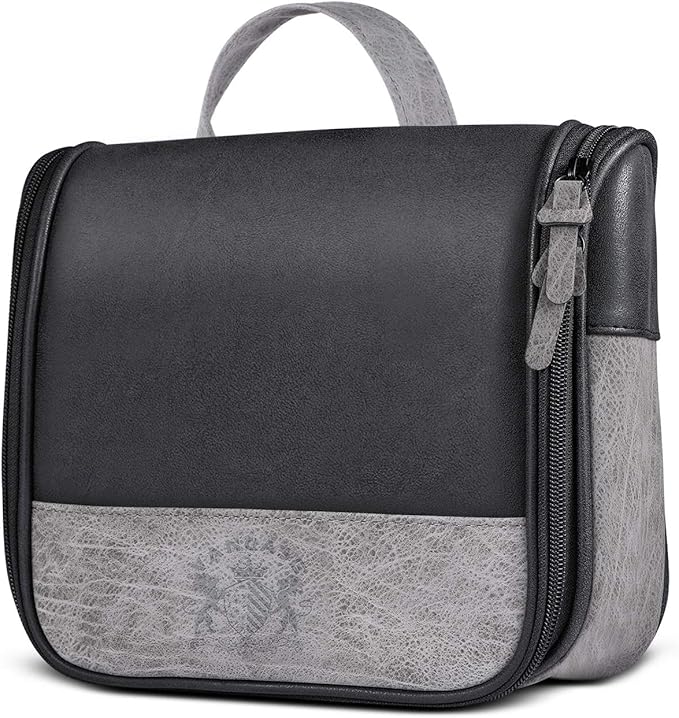 Hanging Toiletry Bag for Men VANCASE Vintage Leather Shaving Dopp Kit Medium by VACNASE