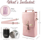 Insulated Genuine Leather Wine Bag - Image 5