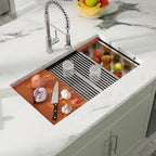 Dcolora 33 Inch Double Bowl Kitchen Sink Undermout Workstation 16 Gauge - Image 8