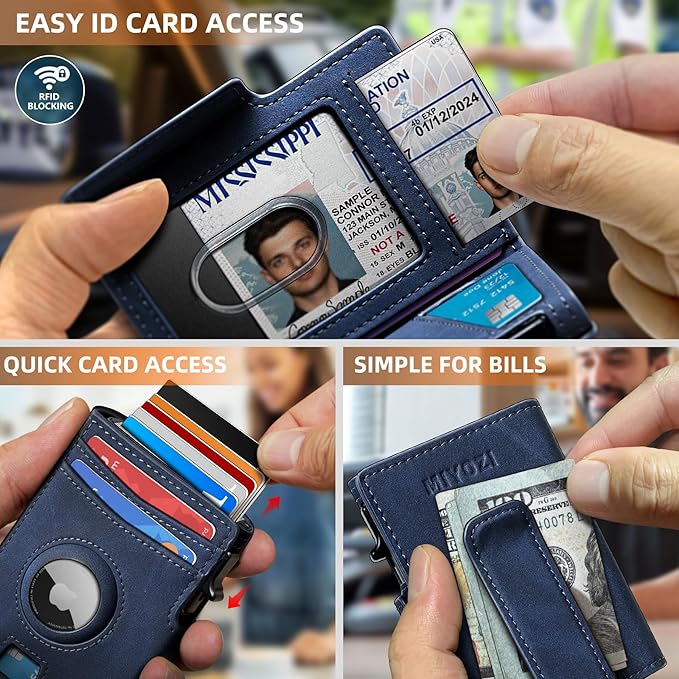 Airtag Wallet for Men, with Money Clip 10 Cards Metal Case Smart Slim Pop Up - Image 5