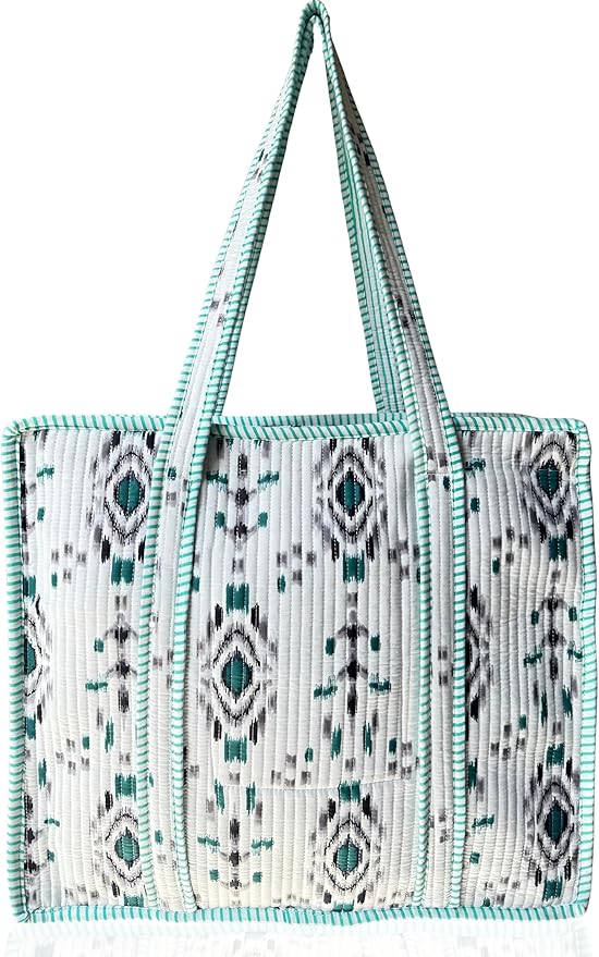 Cotton Quilted Tote Bag for Women – Large Beach & Travel Tote by ThirdEyeExport