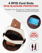 FADEON Large Sling Bag for Women, Leather Crossbody Purse Designer Anti Theft - Image 3