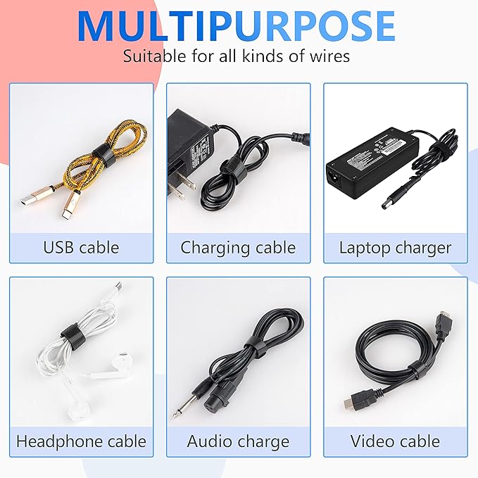 60x Cable Management Ties, Cord Wraps Black 6 Inches, Reusable Tidy Wire Ties - Image 4