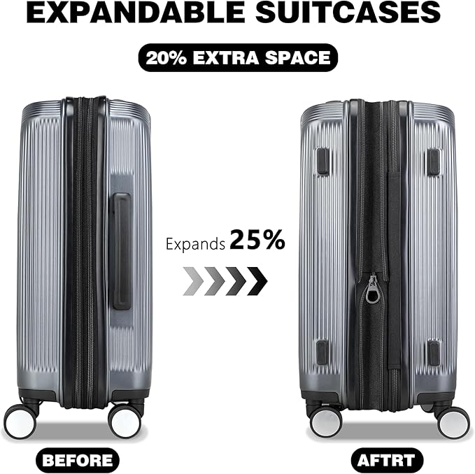 28 Inch Luggage with Spinner Wheels, Lightweight Expandable PC Hardside Large - Image 3