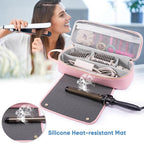 2IN1 Hair Tools Travel Bag with Heat Resistant Mat for Shark Flexstyle, Flat Irons, Straighteners, Curling Iron, Hair Dryer Case Compatible with Revlon One-Step Hair Dryer, Hair Essentials