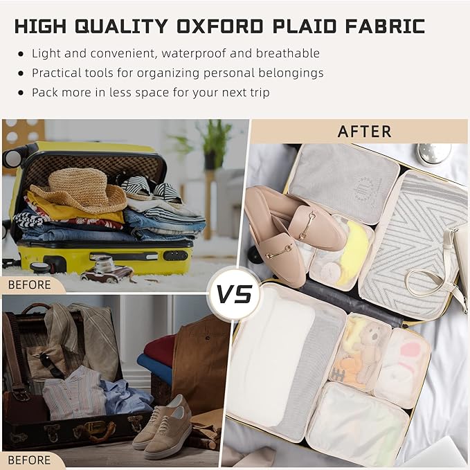 Reginary 6 Set Travel Packing Cubes Luggage Organizer Set Lightweight Suitcase - Image 5