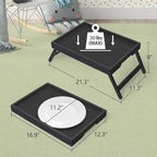 Artmeer Bed Tray Table with Folding Legs, Bamboo Breakfast in Bed - Image 2