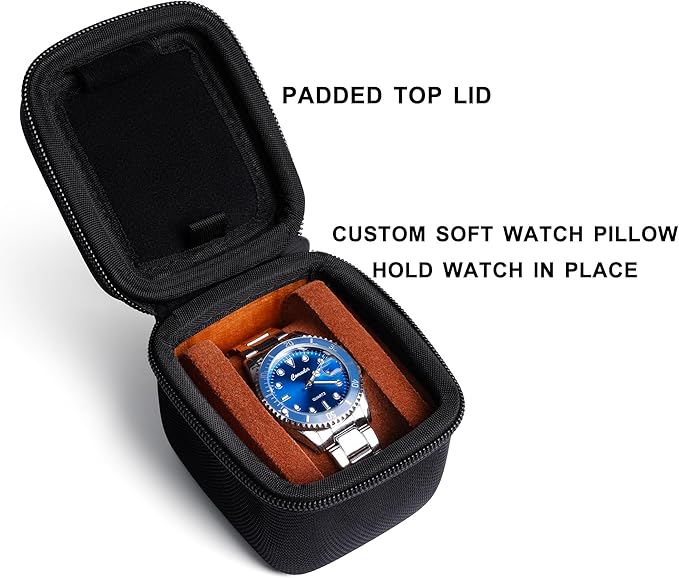 single watch travel case, hard watch case with/compartment - Image 6