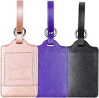 Teskyer Luggage Tags, 3 Pack Premium PU Leather Luggage Tags Privacy Protection - Image 7