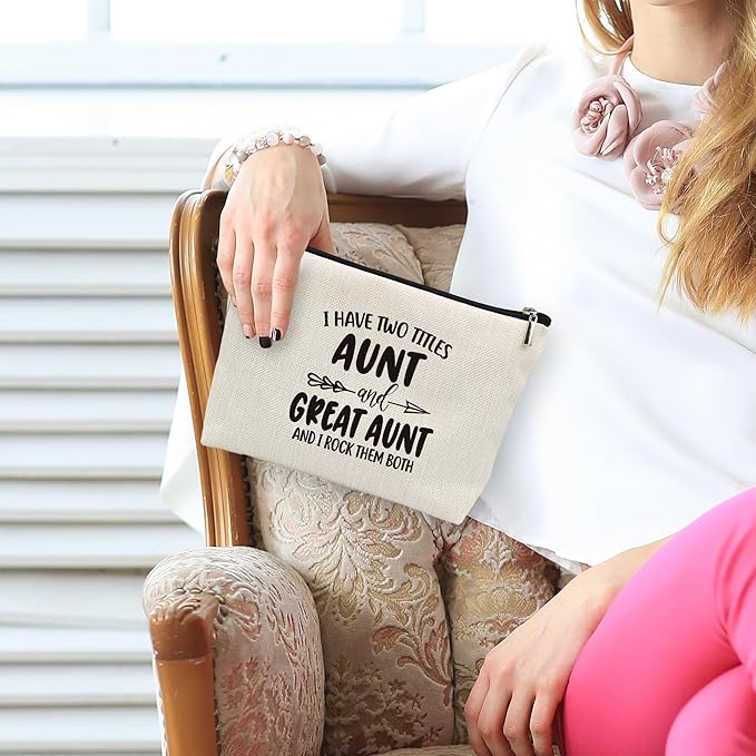 huester Great Aunt Gifts Makeup Bag, Mothers Day Gifts for Great Aunt Make Up Bag, Great Auntie Gifts, Aunt and Great Aunt Cosmetic Bag Travel Makeup Make Up Pouch Gifts for Aunt Great Auntie Purse