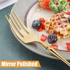 20-Piece Gold Silverware Set for 4, Modern 18/10 Stainless Steel Flatware Set - Image 4