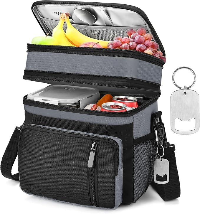 Insulated Lunch Bag Women & Men | Large Adult Lunch Box | Double-Layer Reusable by LOKASS