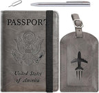 Passport Holder With Luggage Tag Travel Essentials Passport Cover Wallet RFID by PASCACOO