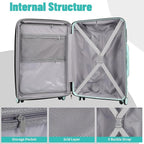 Lightweight Luggage with Spinner Wheels & YKK Zipper, 3-Piece Suitcase ABS+PC - Image 5