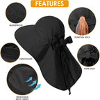 Womens Sun Hat UV Protection, Foldable Waterproof Wide Brim Bucket Hats - Image 6