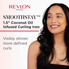 REVLON SmoothStay Coconut Oil Infused Hair Curling Iron - Barrel Curling Iron 1 ½ Inch for Loose Curls,Shinier,Visibly Smoother Hair (1 ½ in),(Pack of 3)
