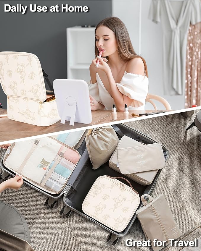 Chomeiu Makeup Bag with LED Mirror, Cute Cosmetic Bags Birthday Gifts - Image 7
