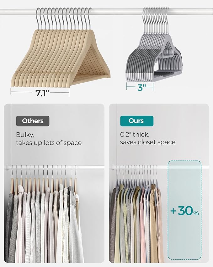 SONGMICS Pack of 50 Coat Hangers, Space-Saving Plastic Clothes Hangers - Image 5
