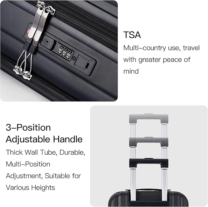 BISON DENIM 20 Inch Carry On Luggage, PC Lightweight Hardside Expandable - Image 6