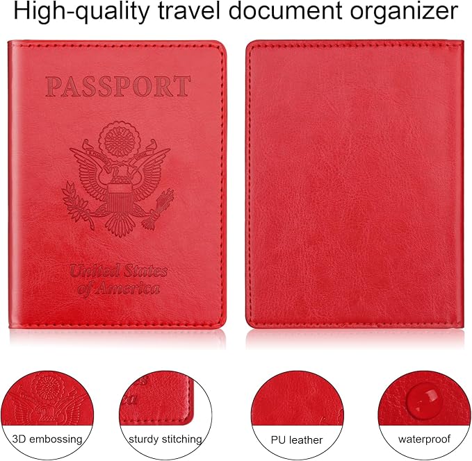 Sky Blue & Red Passport Holder Wallet Cover Case - Image 4