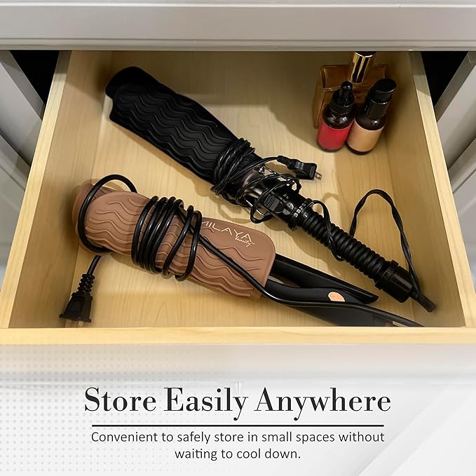 Vanity Accessories Heat Resistant Mat – Silicone Flat Iron & Curling Iron Holder, Non-Slip Vanity Mat & Hot Tool Mat for Home, Salon, or Travel Use