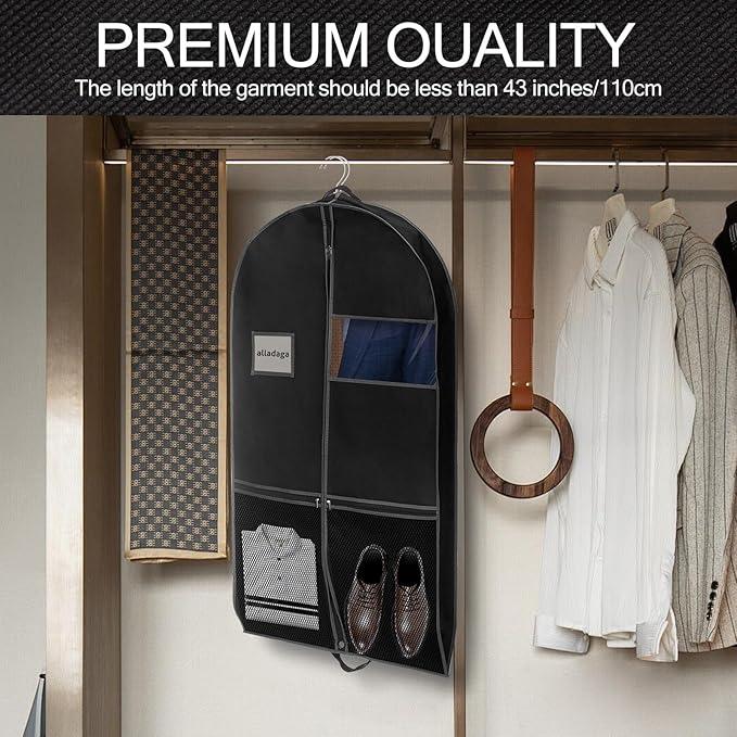 3 Pack 43" Garment Bags for Travel and Storage, Suit and Dress Bags - Image 5