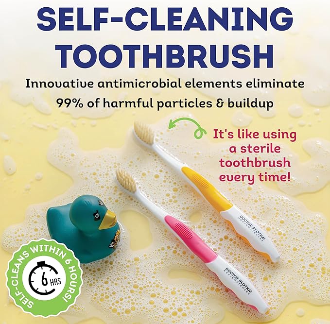 MOUTHWATCHERS Soft Childrens Flossing Manual Toothbrush, Value Pack of 4 - Image 4