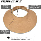 Sun Hats for Women Straw Beach Hat Wide Brim Sun Visor Summer Hat Packable - Image 5