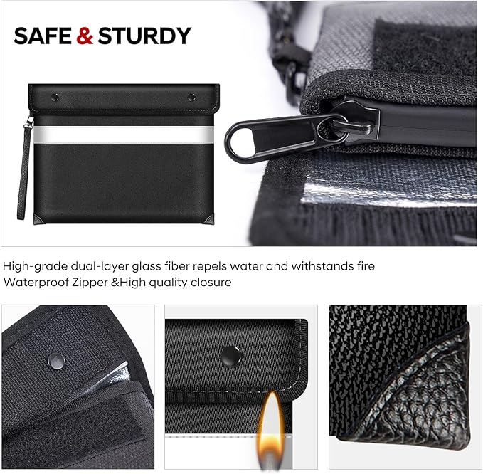 Fire Proof Bag for Documents 5200°F Heat Insulated, 13.9” X 10.6”Fireproof - Image 3