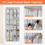 FENTEC 24 Pockets Over the Door Shoe Organizer Hanging Shoe Organizer - Image 6