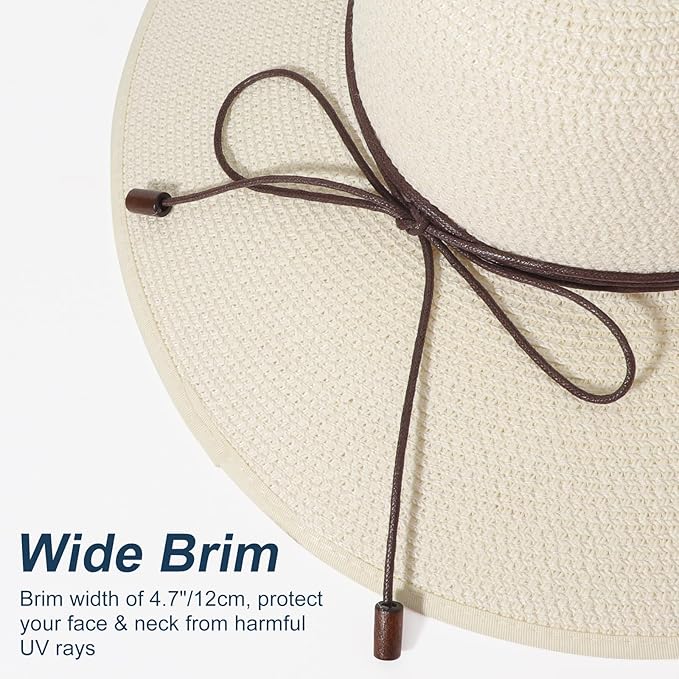 DRESHOW Beach Hats for Women Big Straw Wide Brim Summer Hat Floppy Foldable - Image 4