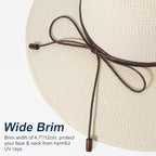 DRESHOW Beach Hats for Women Big Straw Wide Brim Summer Hat Floppy Foldable - Image 4