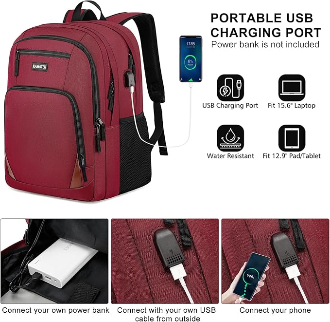 Red Backpack for School, School BackPack for Teens, Boys and Girls, - Image 3