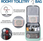 Della Gao Hanging Toiletry Bag for Men and Women, Portable Travel Makeup Bag Cosmetic Bag Toiletries Organizer, Bathroom Bag, Water Resistant Nylon - Green
