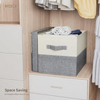 Fabric Large Storage Bins with Lids 3 Pack Collapsible, Linen Closet Organizers - Image 4