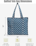 Cotton Quilted Tote Bag for Women – Large Beach & Travel Tote - Image 5