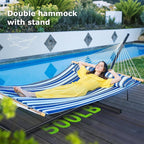 Double Hammock with Stand for Outdoor, Heavy Duty Portable Hammock with - Image 2
